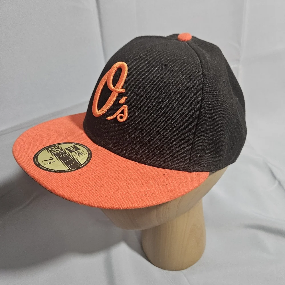 New Era 59Fifty MLB Baltimore Orioles O's Black/Orange Fitted Hat - Size 7 1/8
